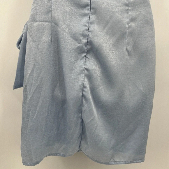 Lucy In‎ The Sky Santorini Satin Wrap Dress One Shoulder Women’s Size Large - Picture 8 of 11